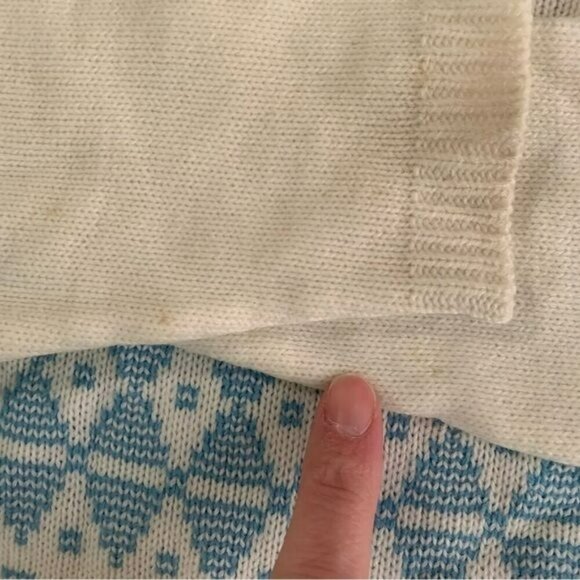 Cradle knit boys vintage crewneck sweater in white and blue -6/12M - Picture 4 of 7